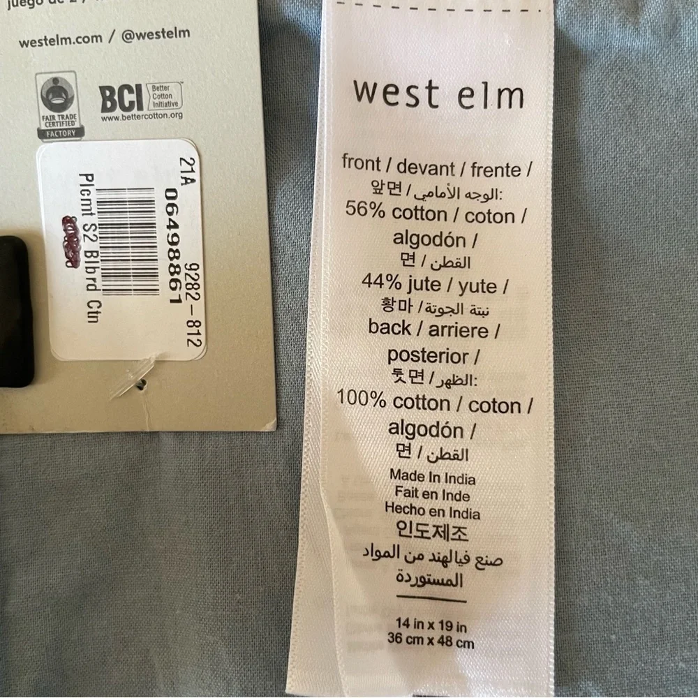 West Elm Blue Canvas Placemats 2 pieces